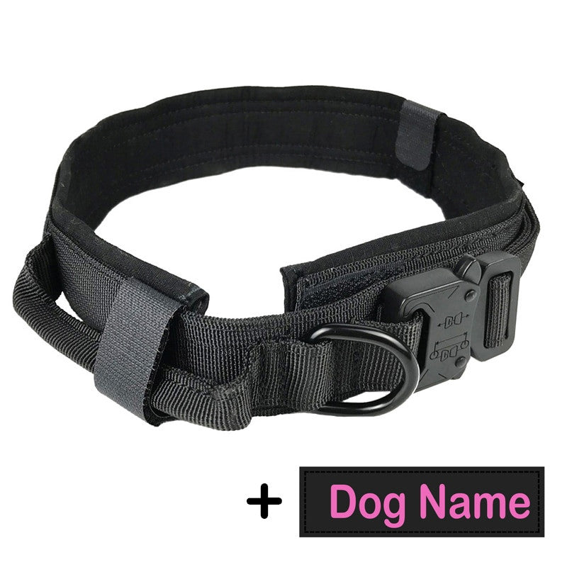 Dog Tag Nylon Tactical Collar With Handle Training Personalized-8