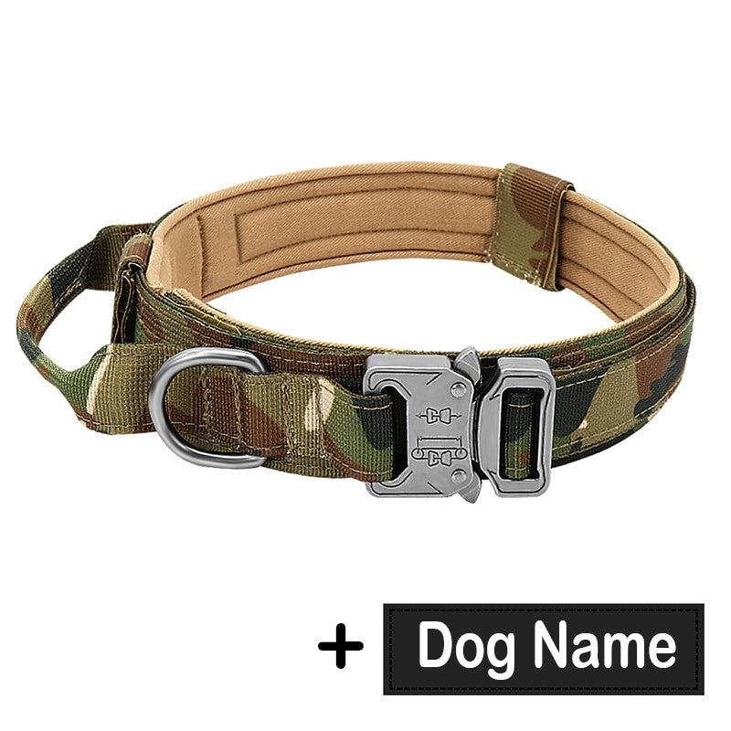 Dog Tag Nylon Tactical Collar With Handle Training Personalized-18