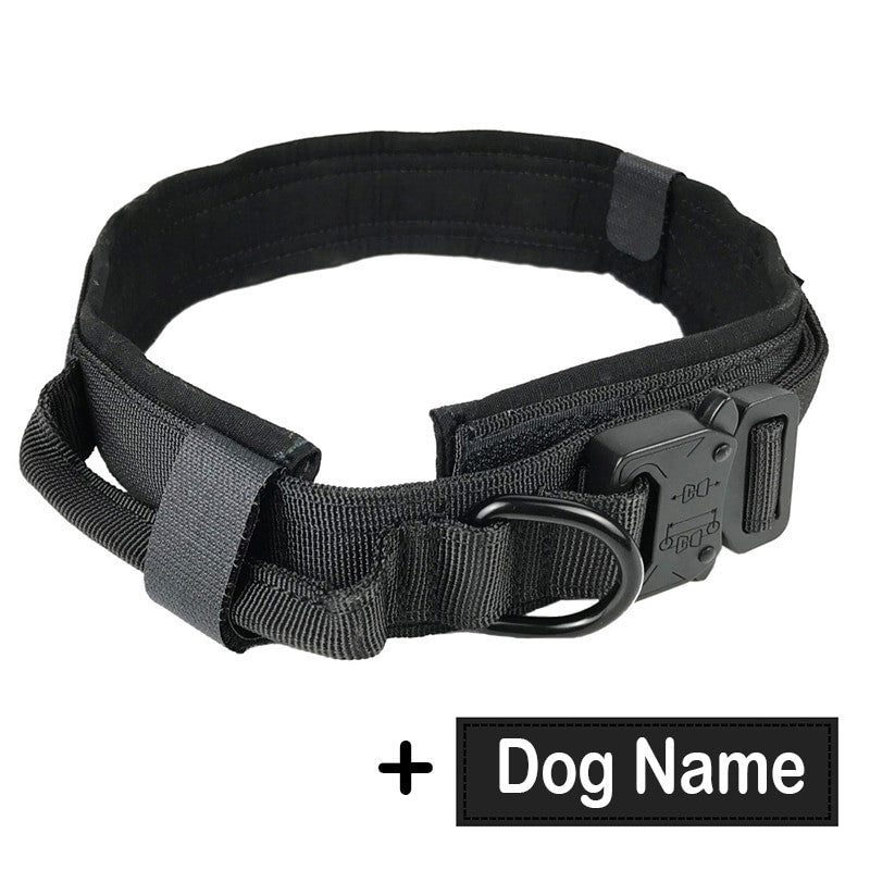 Dog Tag Nylon Tactical Collar With Handle Training Personalized-6