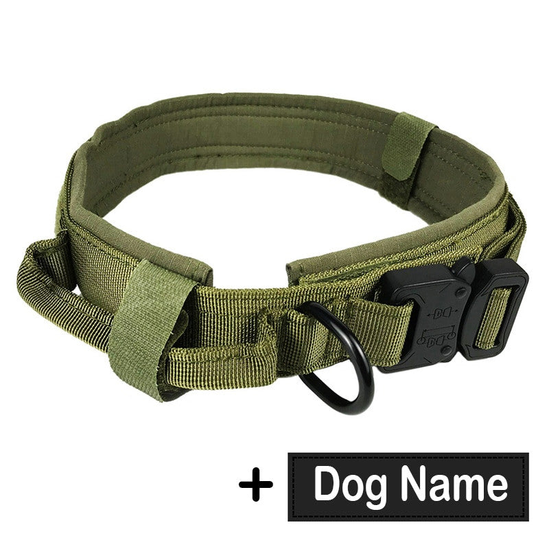 Dog Tag Nylon Tactical Collar With Handle Training Personalized-14
