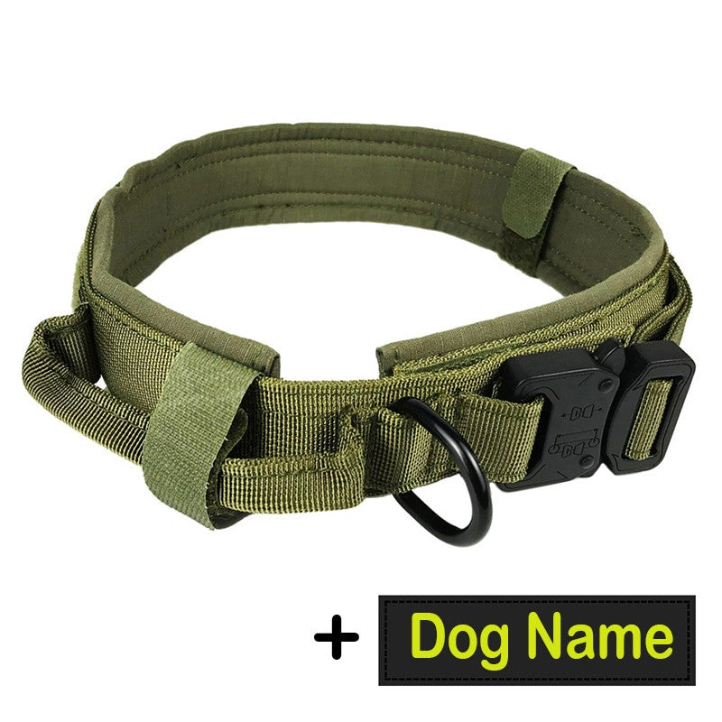 Dog Tag Nylon Tactical Collar With Handle Training Personalized-15