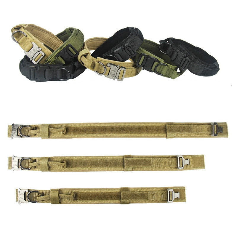 Dog Tag Nylon Tactical Collar With Handle Training Personalized-5