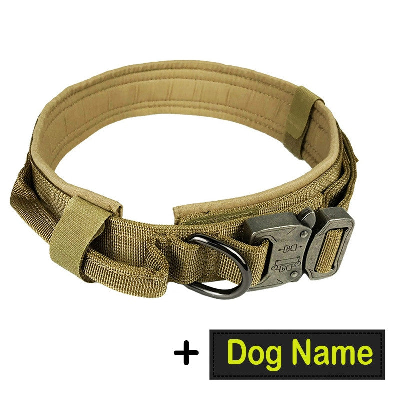 Dog Tag Nylon Tactical Collar With Handle Training Personalized-11