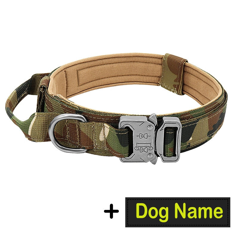 Dog Tag Nylon Tactical Collar With Handle Training Personalized-19