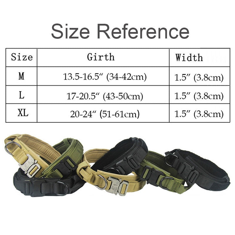 Dog Tag Nylon Tactical Collar With Handle Training Personalized-4