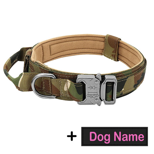 Dog Tag Nylon Tactical Collar With Handle Training Personalized-20